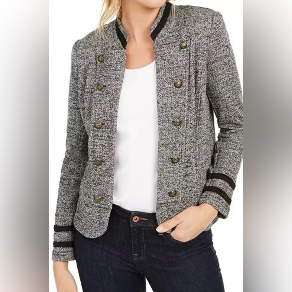 Tommy Hilfiger Split front Military jacket/cardigan. Black Heather.